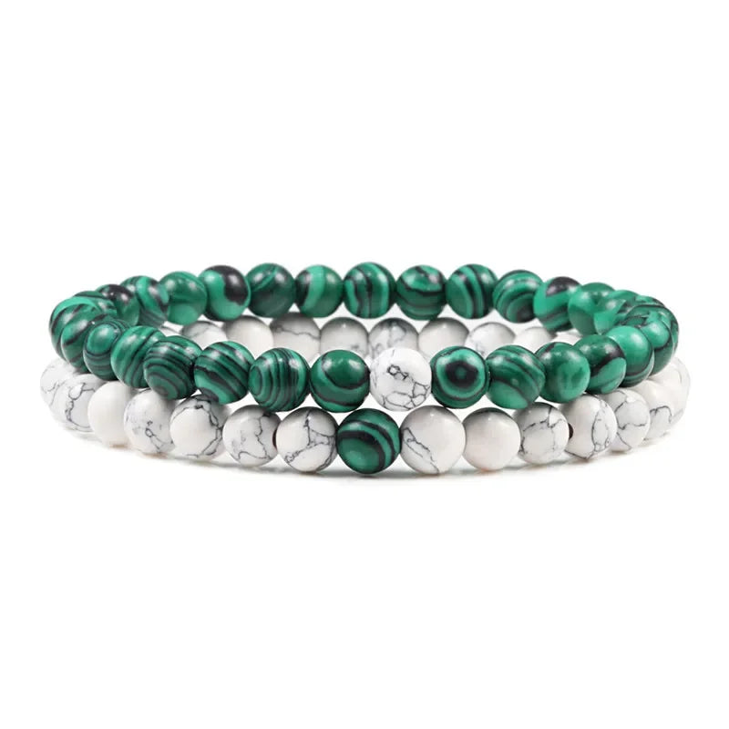 Bracelet homme perle blanc et vert