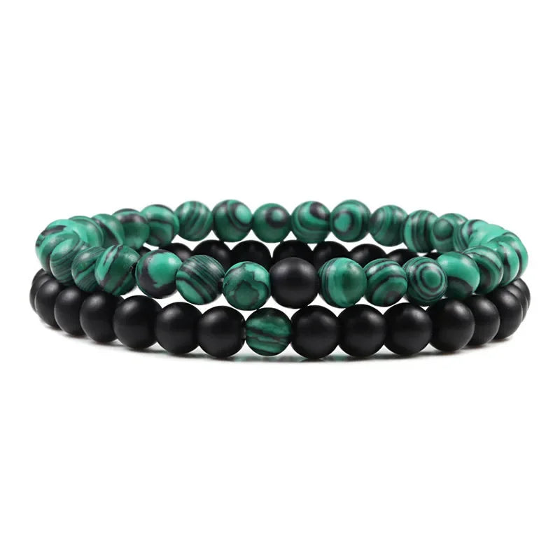 Bracelet homme perle vert et noir