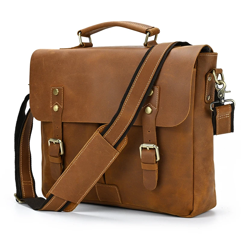 Cartable pour homme cuir camel