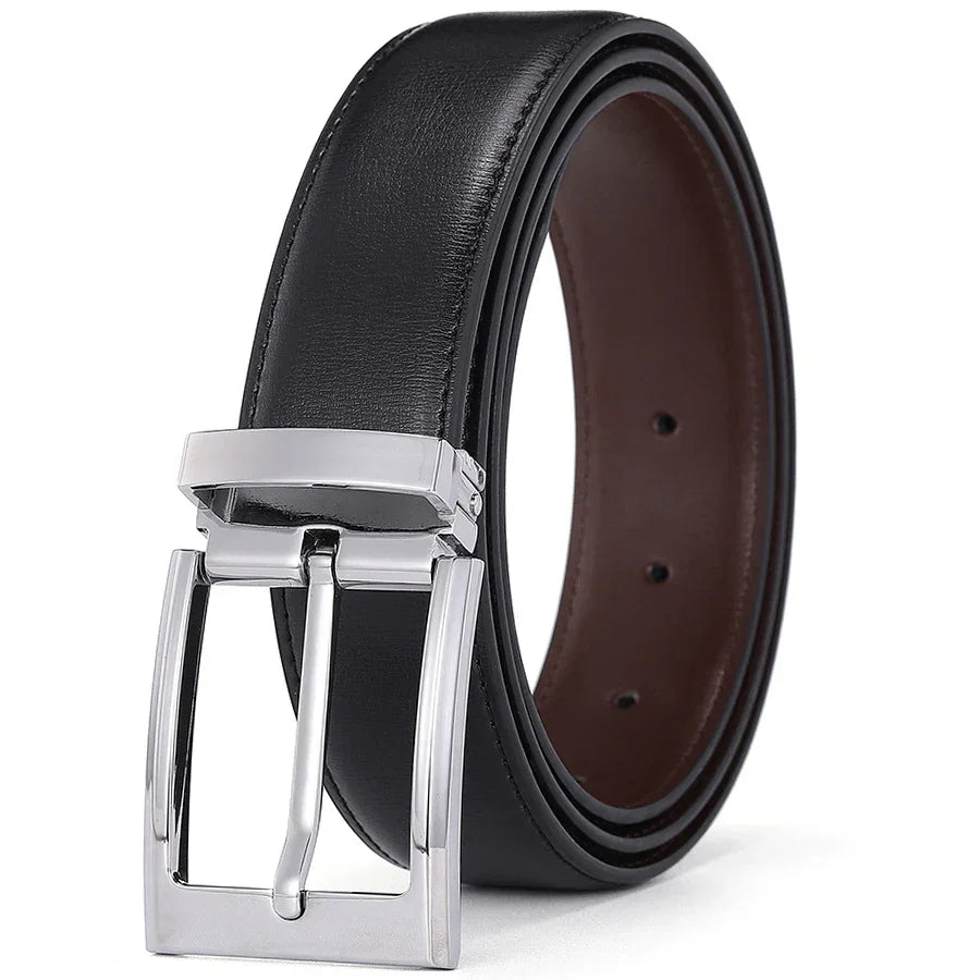 Ceinture en cuir homme finition brillante et boucle carrée / 105 cm