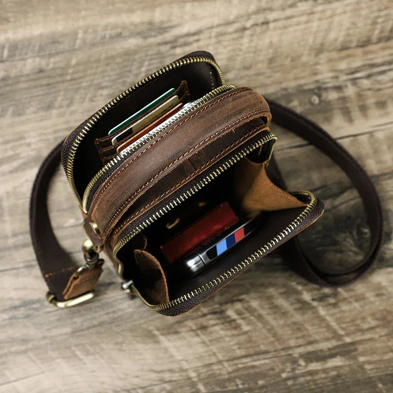 Petite sacoche bandoulière cuir homme