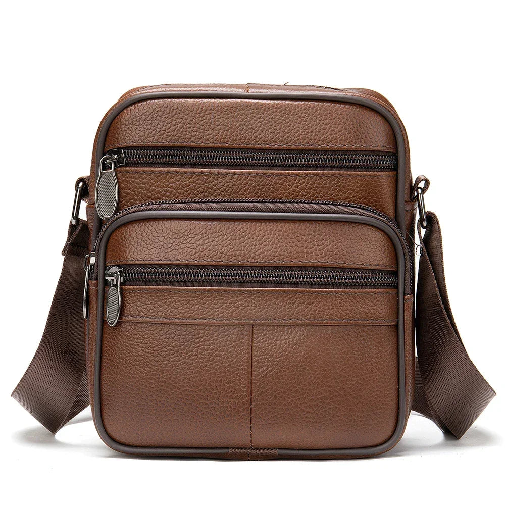 Petite sacoche en cuir homme marron