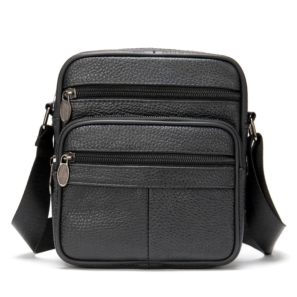 Petite sacoche en cuir homme noir