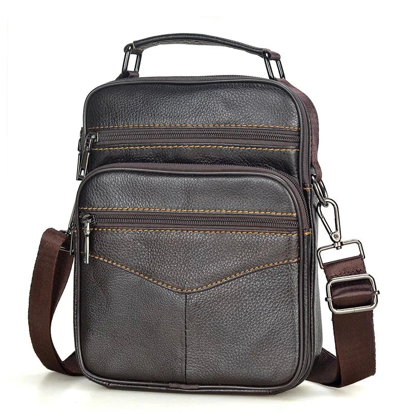 Petite sacoche homme cuir marron foncé