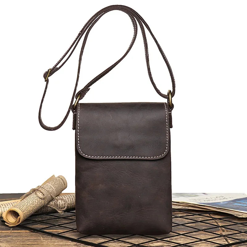 Petite sacoche homme luxe marron foncé