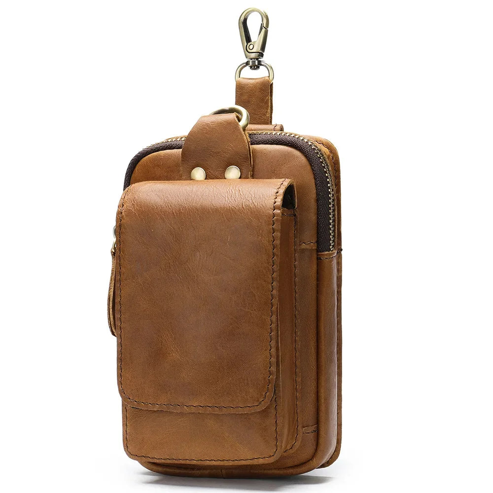 Pochette ceinture homme marron foncé