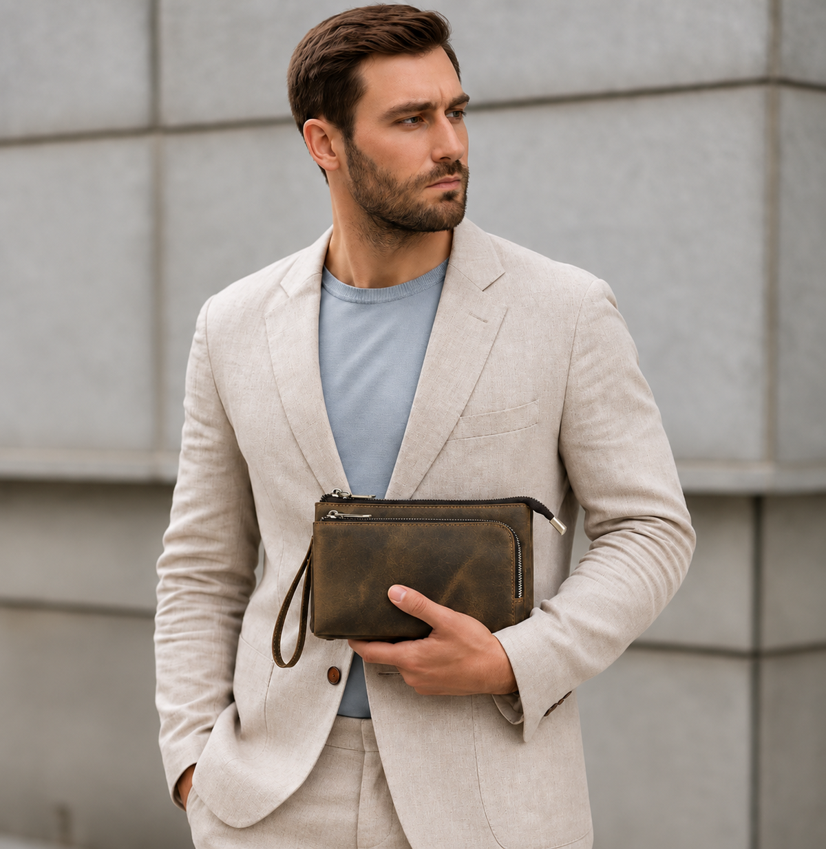 Pochette cuir pour homme