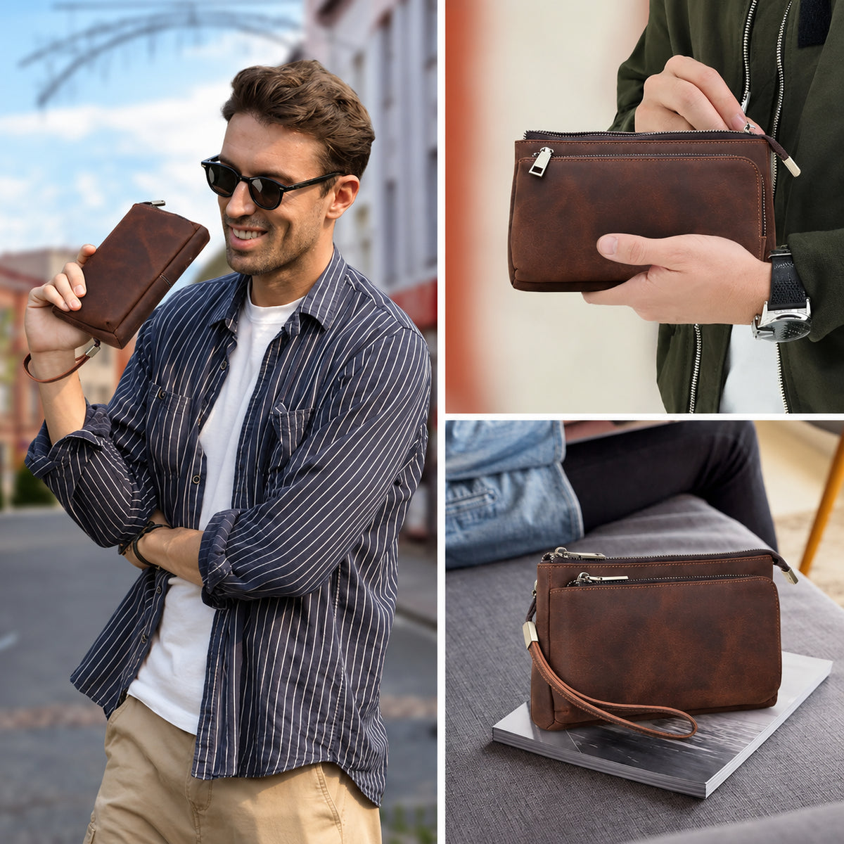 Pochette cuir pour homme