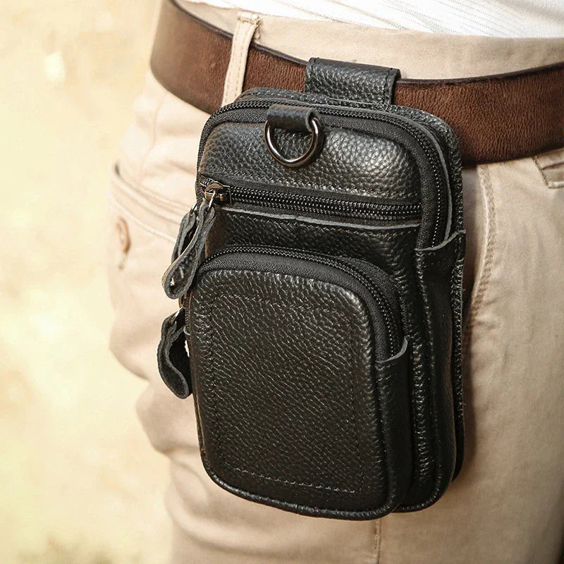Pochette homme en cuir pour ceinture