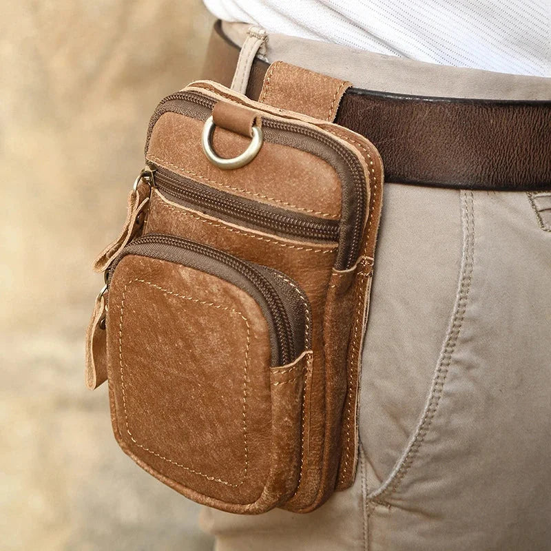 Pochette homme en cuir pour ceinture