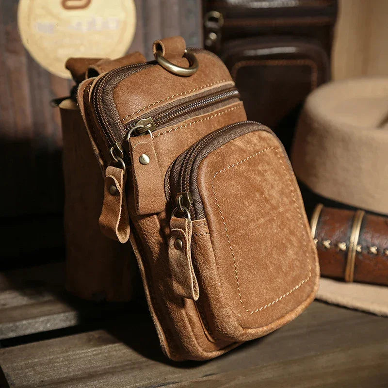 Pochette homme en cuir pour ceinture