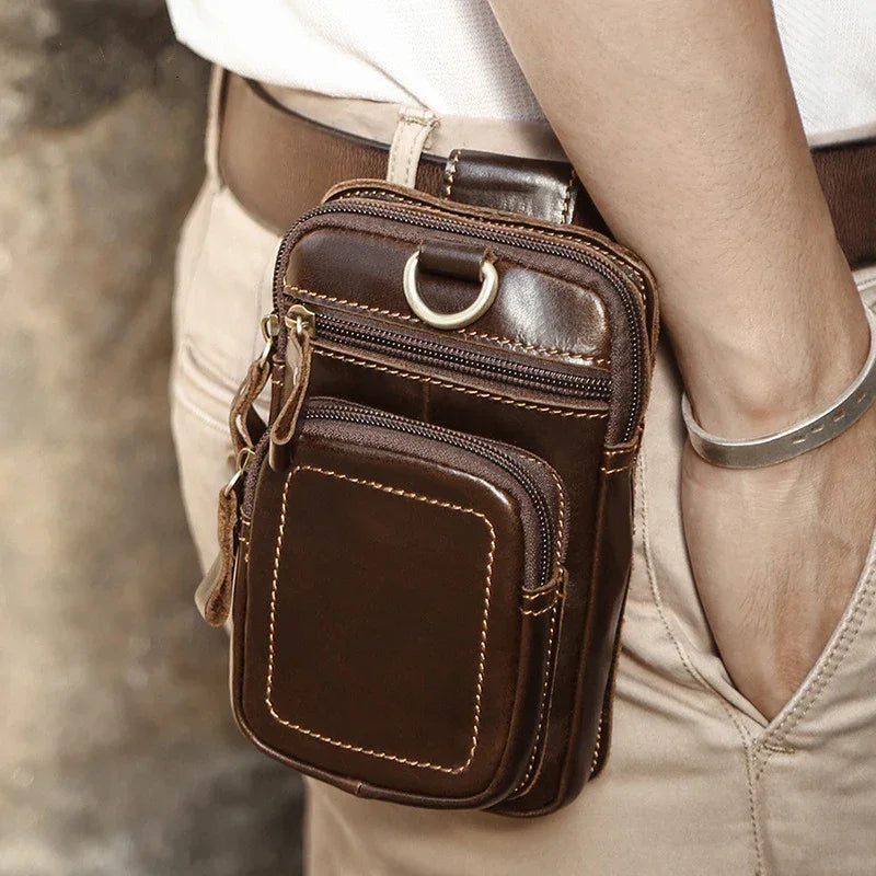 Pochette homme en cuir pour ceinture