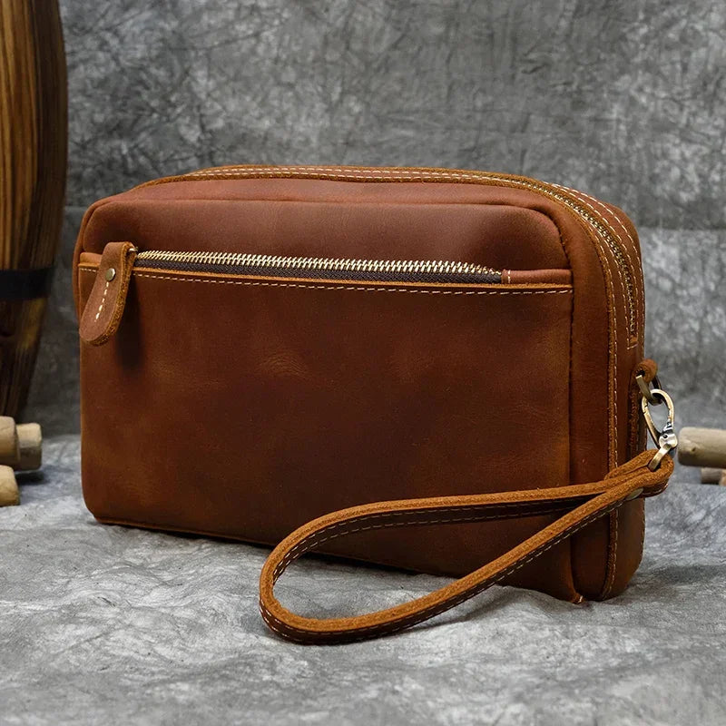 Pochette pour homme cuir marron