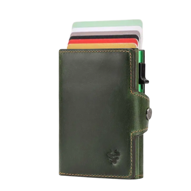 Porte carte homme cuir vert