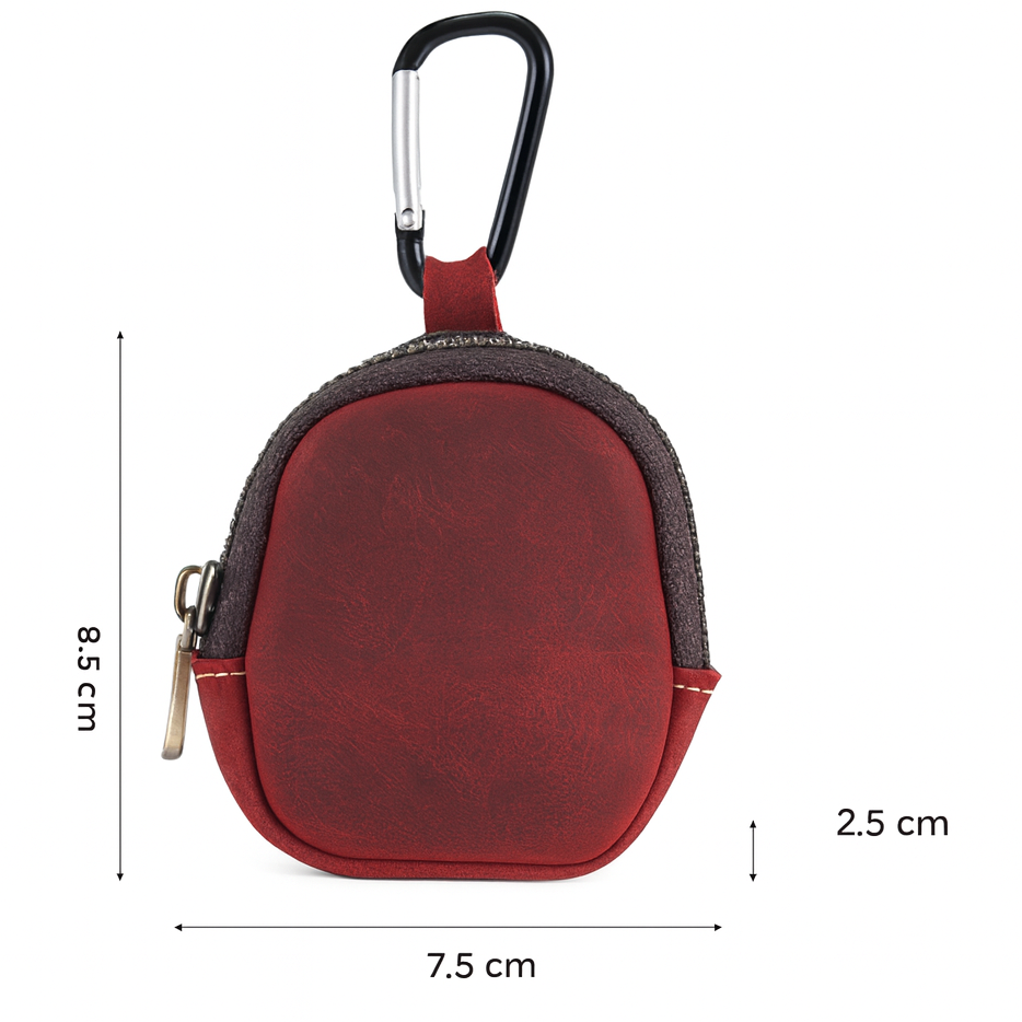 porte monnaie porte cles multifonctions en cuir rouge