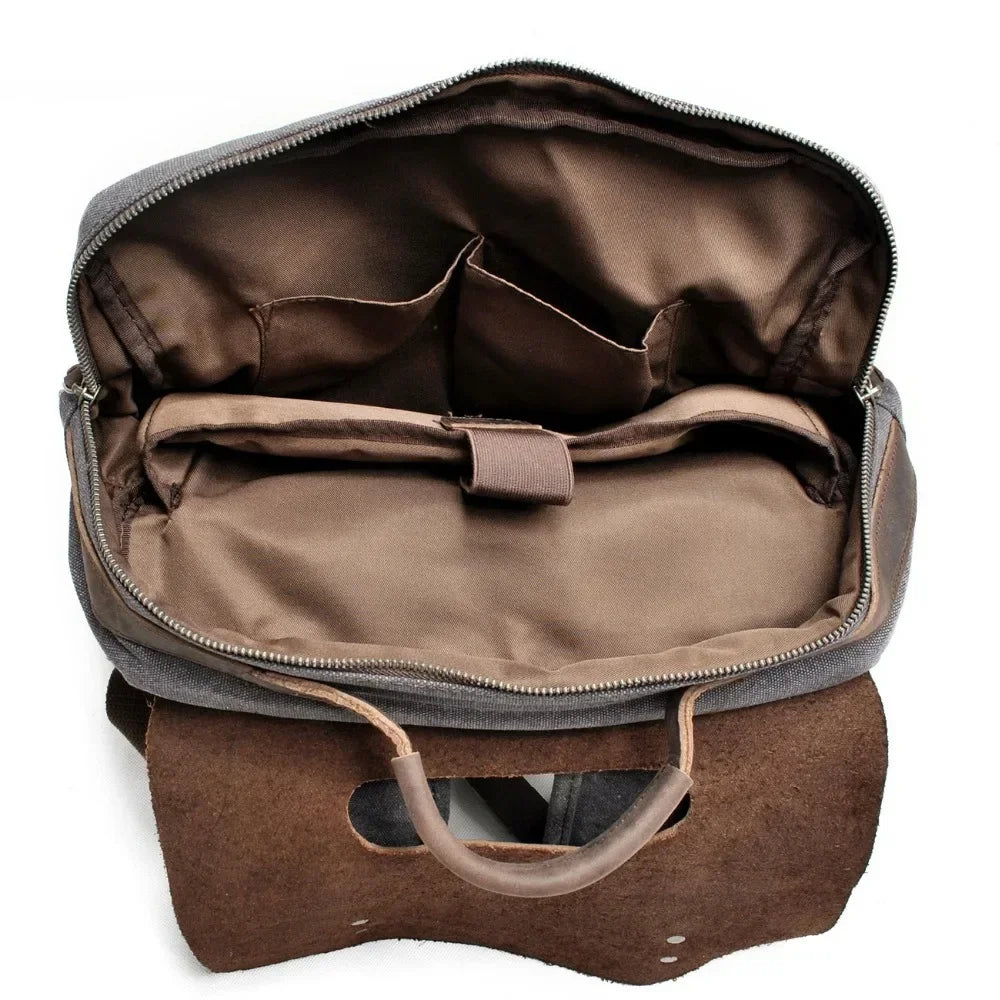 Sac à dos cuir et toile
