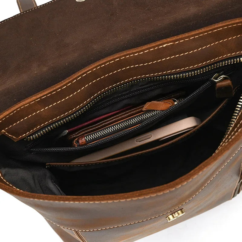Sac à dos cuir marron