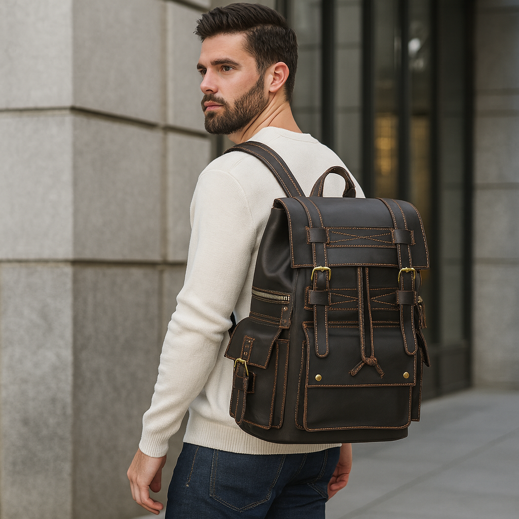 sac à dos ordinateur cuir vintage homme tendance