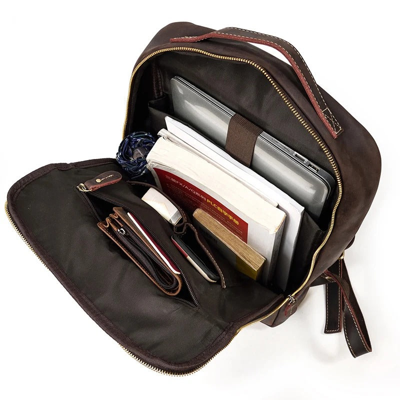 sac a dos cuir vintage marron fonce