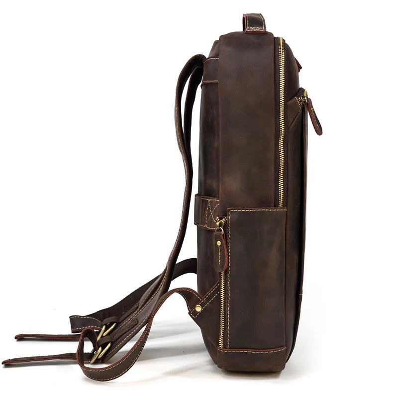 sac a dos cuir vintage marron fonce