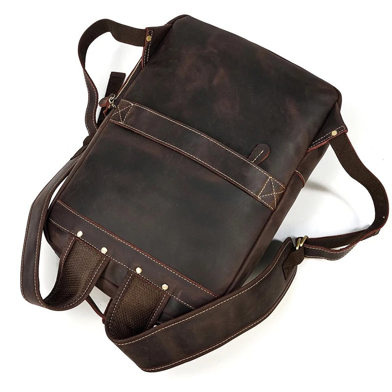 sac a dos cuir vintage marron fonce