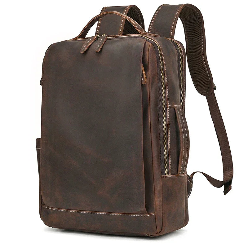 Sac à dos en cuir ergonomique marron