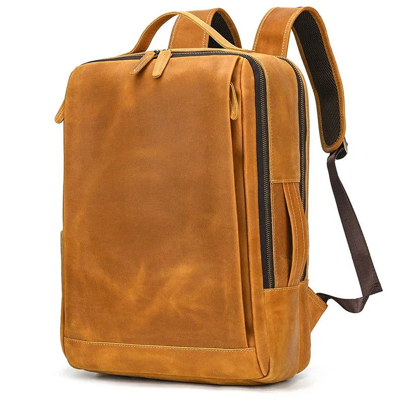 Sac à dos en cuir ergonomique marron clair
