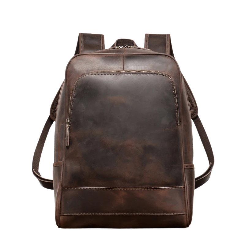 Sac à dos en cuir henri marron foncé