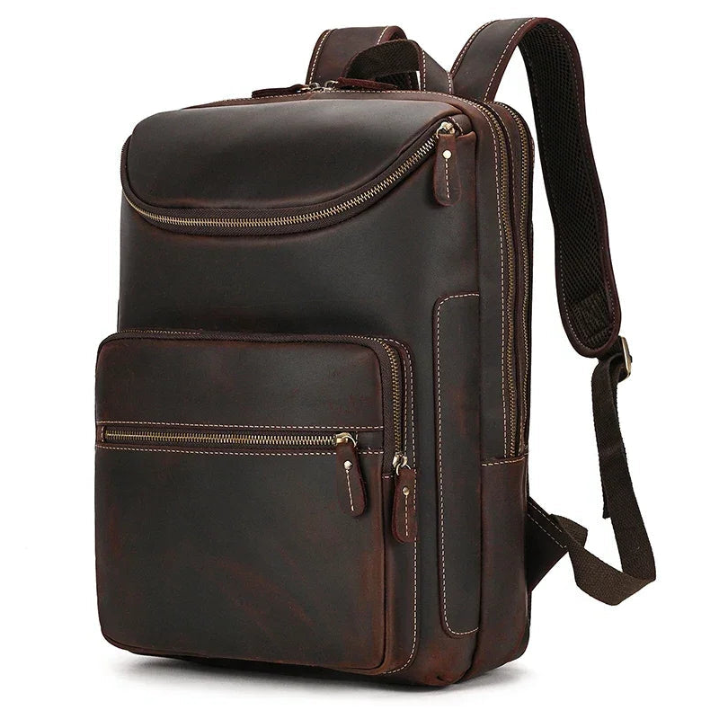 Sac à dos en cuir homme elio marron foncé