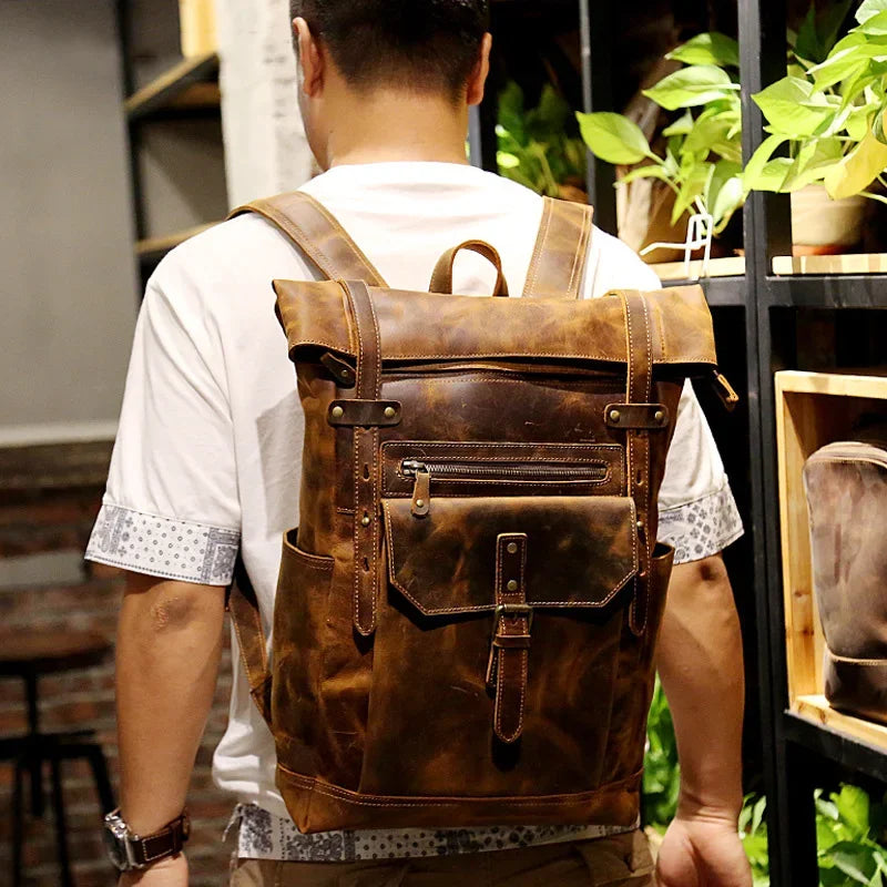 Sac à dos homme cuir marron
