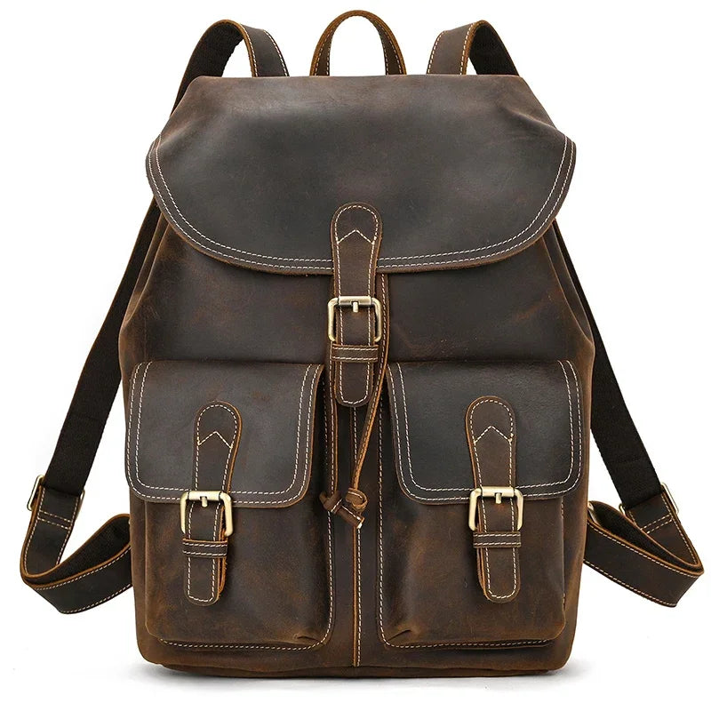 Sac à dos homme cuir vintage marron foncé
