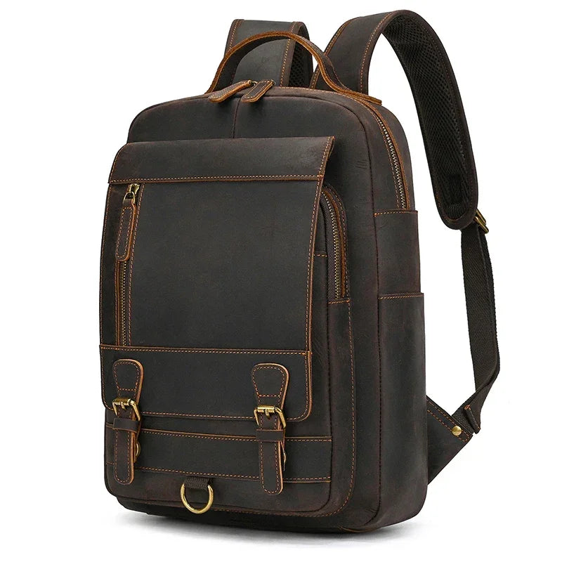 Sac à dos homme en cuir marron foncé