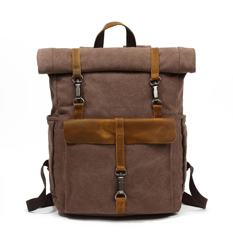 Sac à dos homme en toile marron