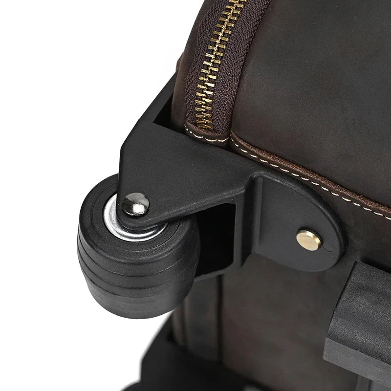 Sac de voyage costume en cuir avec roulettes