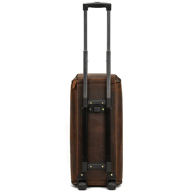 Sac de voyage costume en cuir avec roulettes