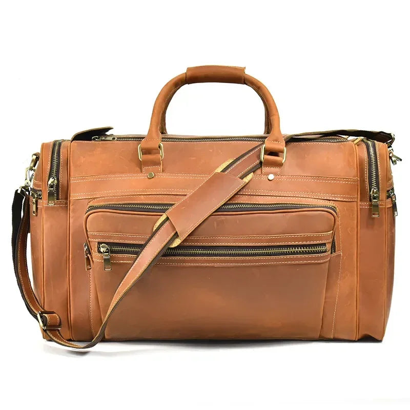 Sac de voyage homme cuir rectangulaire marron clair