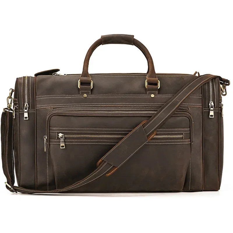 Sac de voyage homme cuir rectangulaire marron foncé