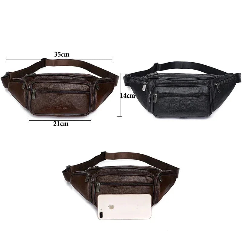 Sacoche banane cuir homme