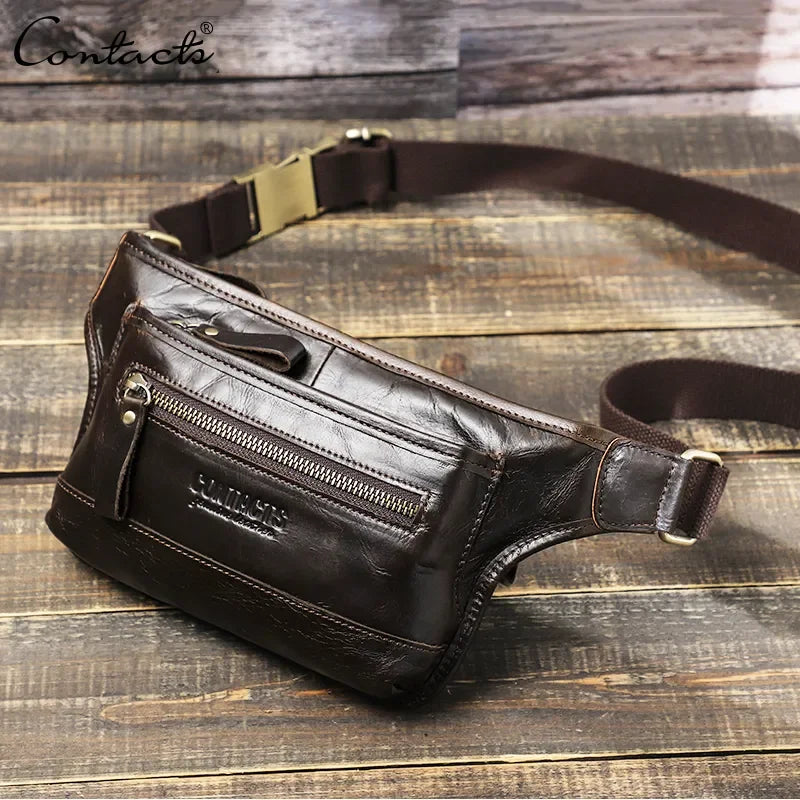 Sacoche banane en cuir homme