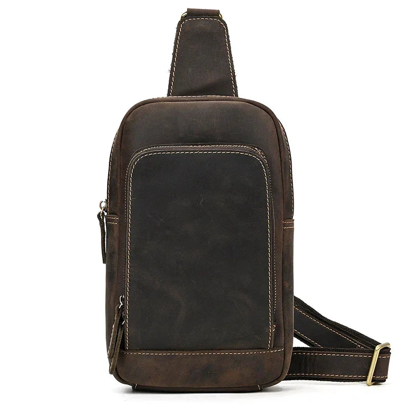 Sacoche bandoulière en cuir pour homme marron foncé