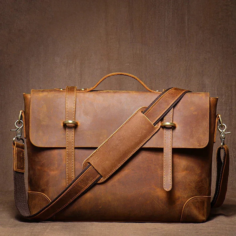 Sacoche cartable cuir homme marron