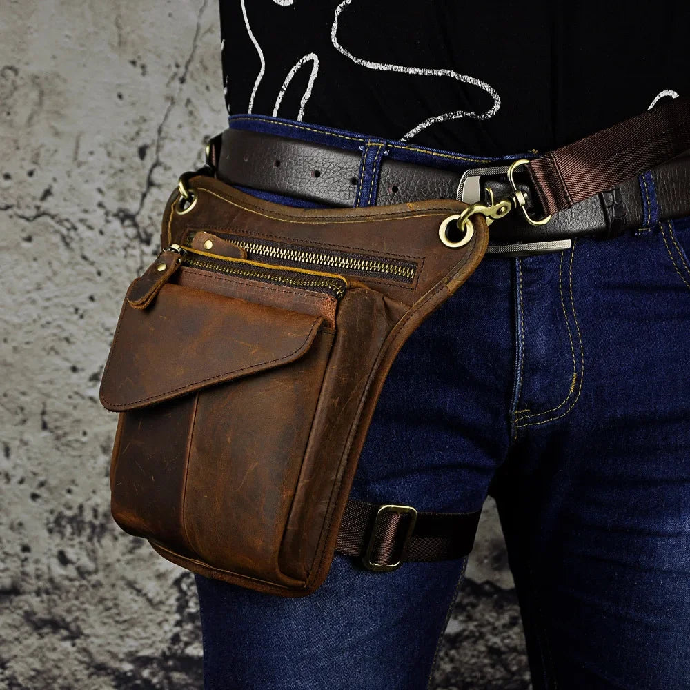 Sacoche de jambe cuir homme