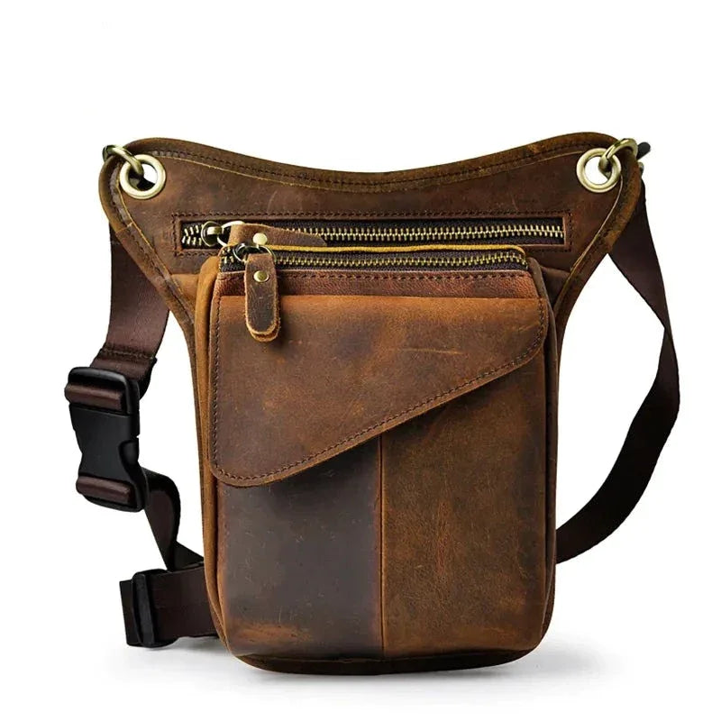 Sacoche de jambe cuir homme marron
