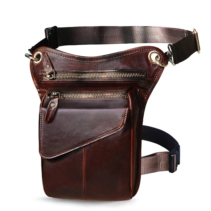 Sacoche de jambe cuir homme marron foncé