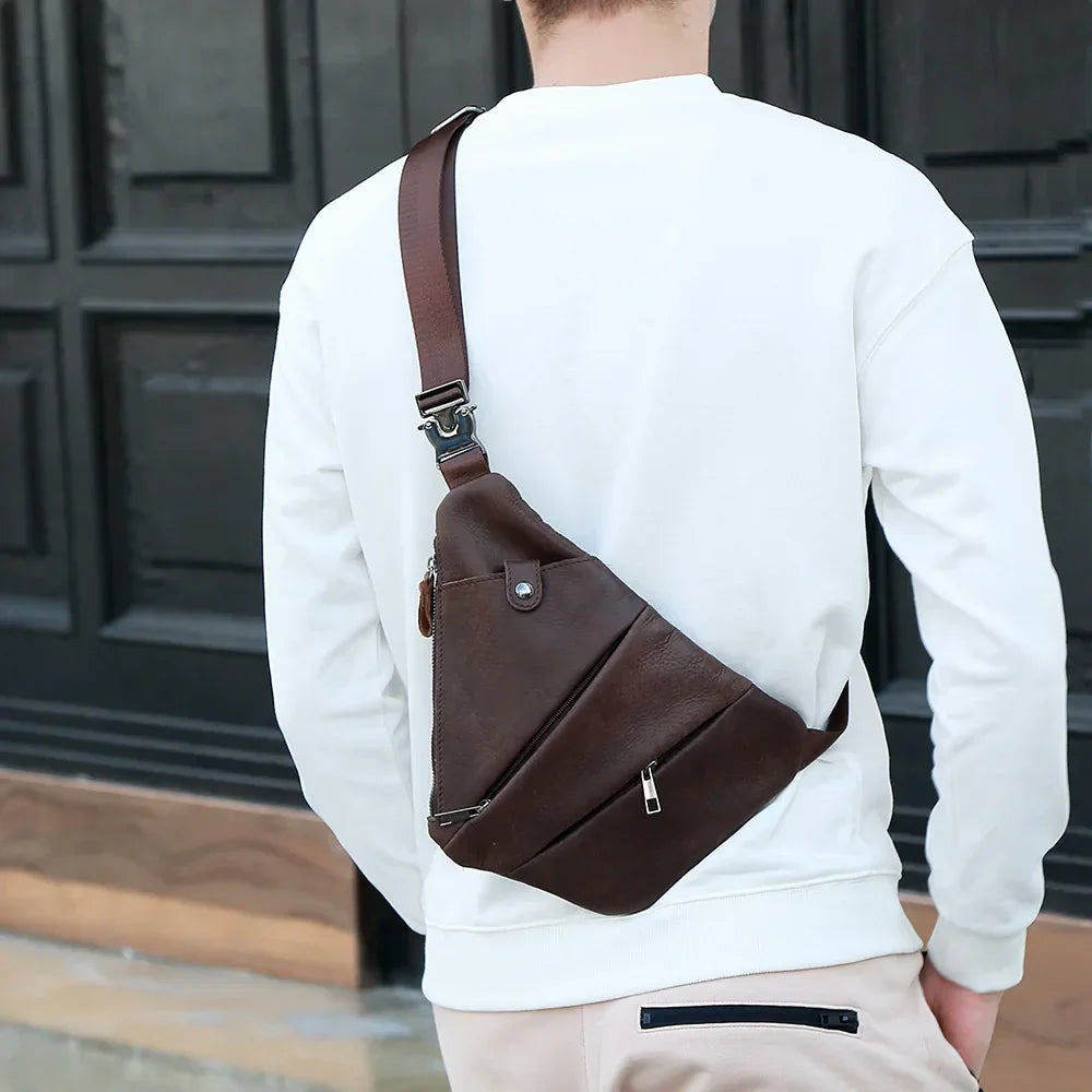 Sacoche de poitrine homme en cuir