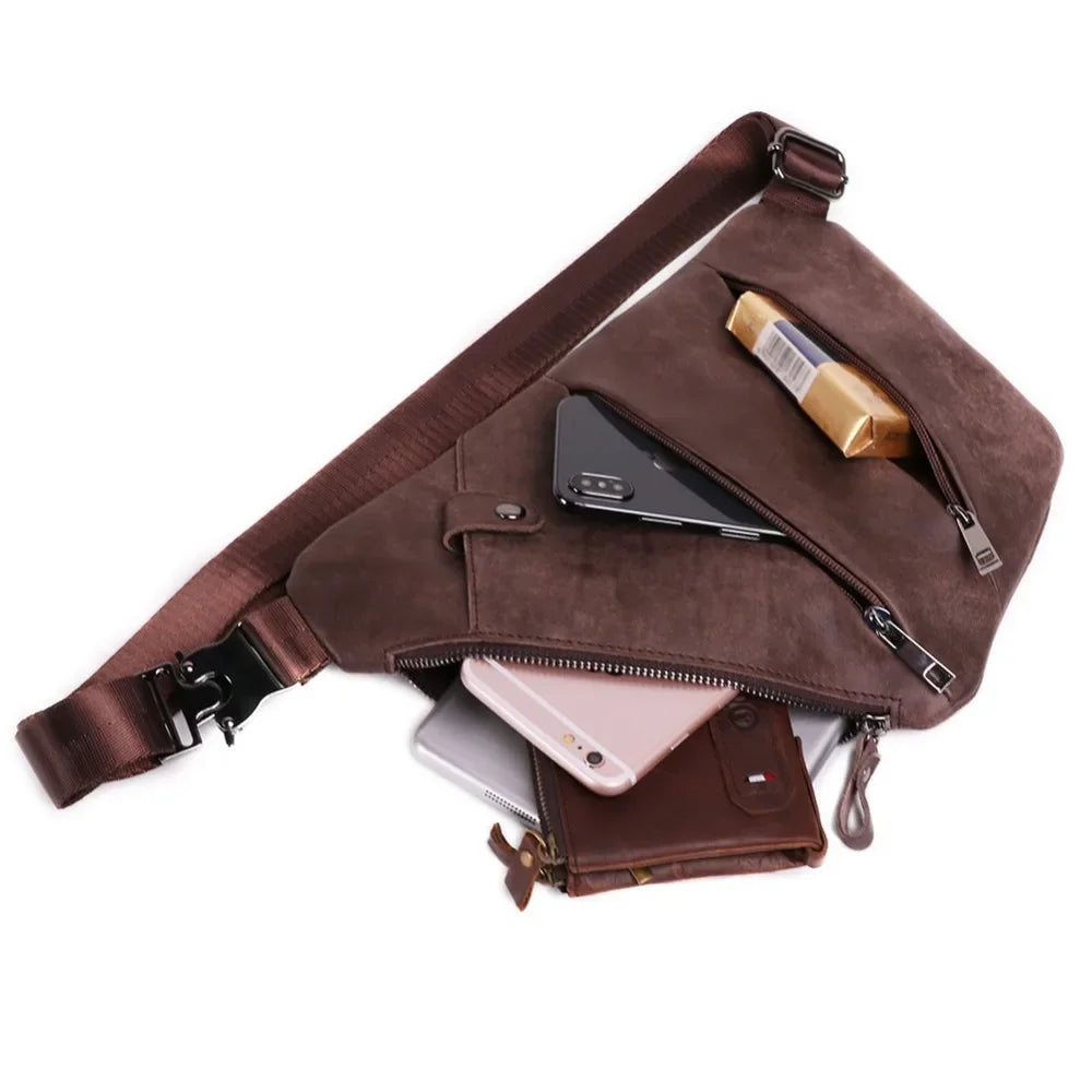Sacoche de poitrine homme en cuir