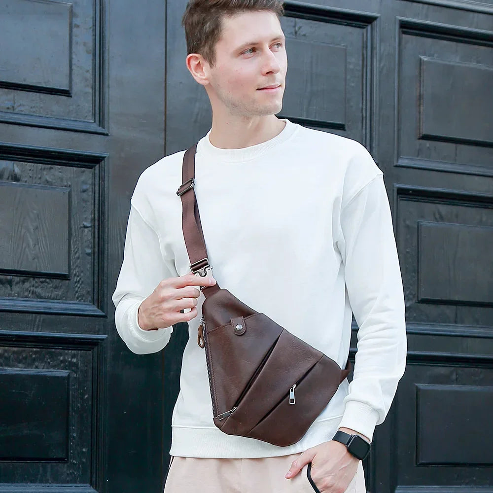 Sacoche de poitrine homme en cuir