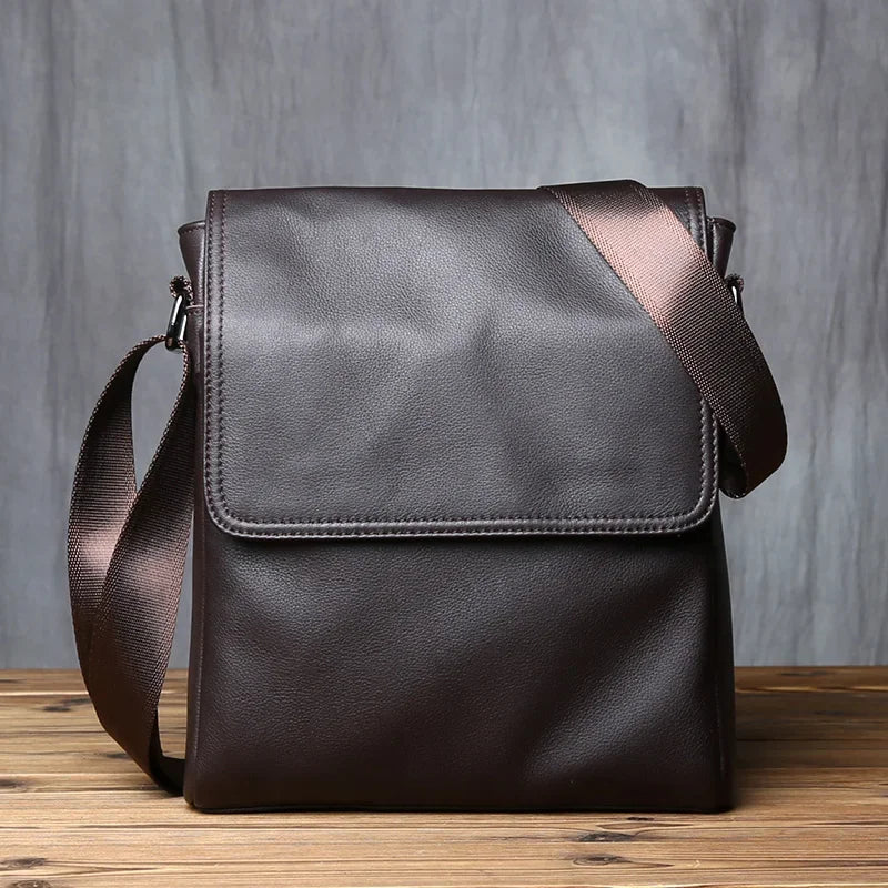 Sacoche en cuir homme marron foncé