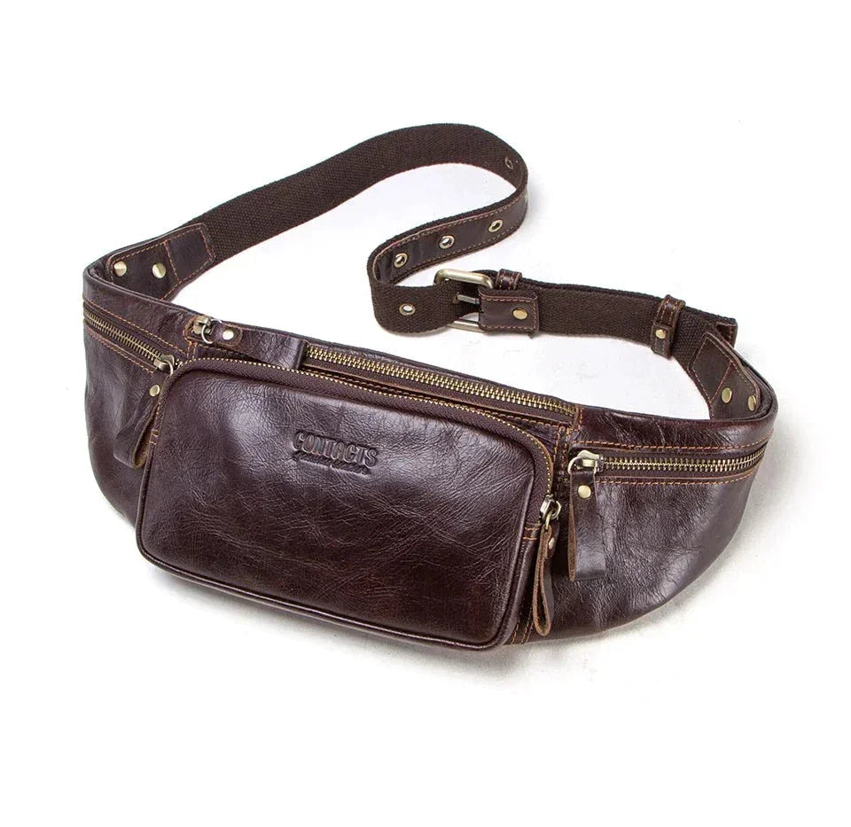 Sacoche homme banane cuir