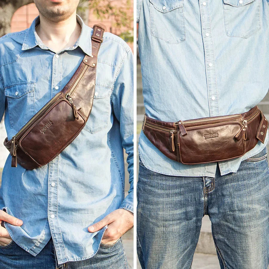 Sacoche homme banane cuir